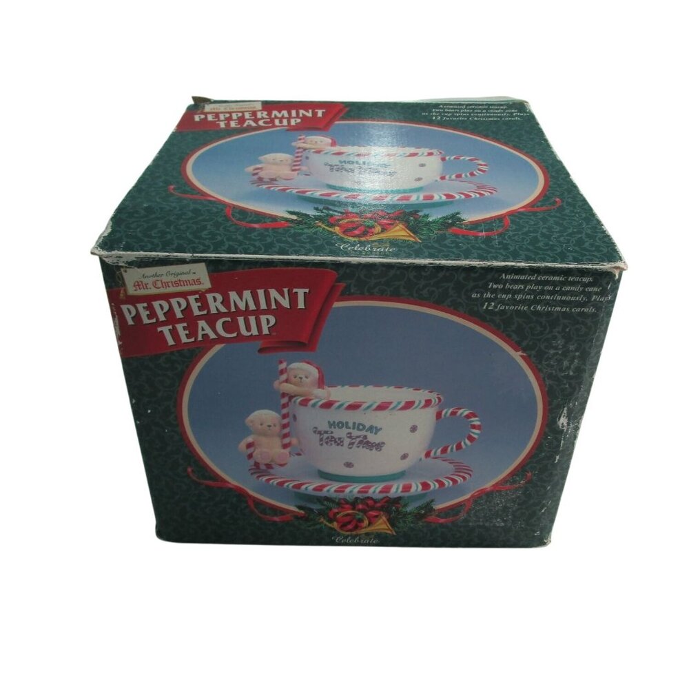 Mr. Christmas Peppermint Teacup Animated Holiday Decoration Plays 12 Songs